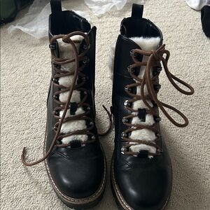 a new day Black Lace-Up Boots with Brown Accents